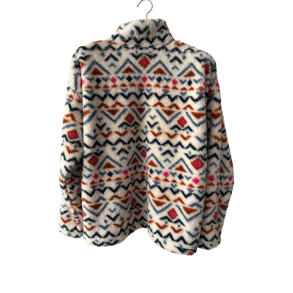 Eddie Bauer XXL Sherpa Lined Aztec Fleece Pullover Cabin Cozy - Picture 5 of 8